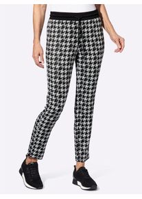 Schlupfhose Classic Basics, Damen, Gr. 46, Normalgr&ouml;&szlig;en, schwarz (schwarz, ecru, bedruckt), 98% Polyester, 2% Elasthan, Hahnentrittmuster, gemustert, mehrfarbig, Hosen Schlupfhose