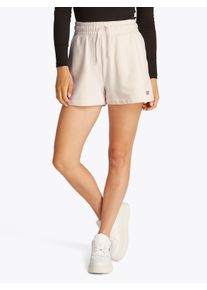 Shorts Tommy Jeans "TJW SCRIPT SHORT EXT", Damen, Gr. XXL (44), N-Gr, wei&szlig; (ancient wei&szlig;), Sweatware, Obermaterial: 100% Baumwolle, unifarben, regular fit kurz, Hosen Shorts, mit Logoschriftzug