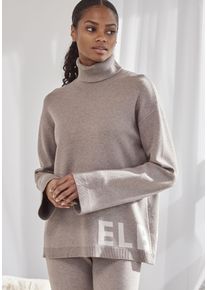 Sweater ELBSAND, Damen, Gr. 48/50, grau (taupe), Feinstrick, Obermaterial: 50% Viskose, 28% Polyester, 22% Polyamid, meliert, bequem h&uuml;ftlang, Sweatshirts Sweater, Rollkragenpullover aus hochwertigem Strick, Loungewear