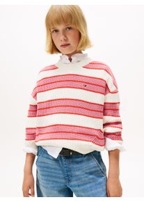 Strickpullover Tommy Hilfiger "STRIPE CHENILLE SWEATER", M&auml;dchen, Gr. 6 (116), mystic pink stripes, Strick, Obermaterial: 100% Polyester, gemustert, gestreift, mehrfarbig, regular fit normal, eingesetzt B&uuml;ndchen, Pullover Strickpullover, Kinder bis 16 Jahre
