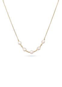 Silberkette Elli "Halskette mit Perlen von Swarovski Wei&szlig; 925 Sterling Silber" Gr. 40, gold, Halsketten, Damen, Silber 925 (Sterlingsilber), Silberkette