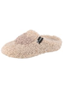 Pantoffel VERBENAS "York Curly", Damen, Gr. 37, beige, taupe, Textil, Schuhe Pantoffel, Homeslipper, Hausschuh, Wohlf&uuml;hlschuh mit Label