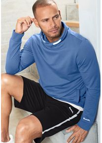 Sweatshirt BENCH. LOUNGEWEAR, Herren, Gr. S (44/46), blau, angeraute Sweatware, Obermaterial: 60% Baumwolle, 40% Polyester, unifarben, bequem normal, Rundhals, angesetztes B&uuml;ndchen, Sweatshirts Sweatshirt, mit gro&szlig;em Stehkragen aus einer Baumwollmischung