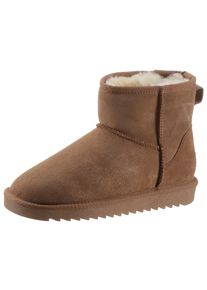 Schlupfboots Ara "Alaska Classic Short", Damen, Gr. 43, braun (cognac classic short), Lammfell, Veloursleder, unifarben, Schuhe Schlupfboots, Winterboots zum Schlupfen in bequemer Weite G (=weit)
