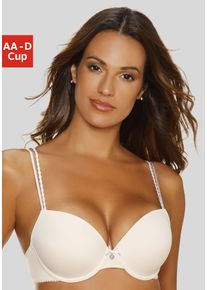 Push-up-BH Lascana, Damen, Gr. 80, Cup A, beige (puder), Microtouch, Obermaterial: 82% Polyamid (TACTEL), 18% Elasthan (LYCRA), BHs Push-up-BH, mit B&uuml;gel und mit Spaghettitr&auml;gern, Dessous, Topseller