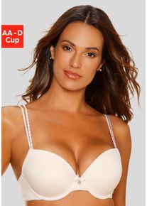 Push-up-BH Lascana, Damen, Gr. 75, Cup A, beige (puder), Microtouch, Obermaterial: 82% Polyamid (TACTEL), 18% Elasthan (LYCRA), BHs Push-up-BH, mit B&uuml;gel und mit Spaghettitr&auml;gern, Dessous, Topseller