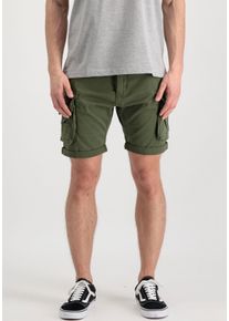 Cargoshorts Alpha Industries "Crew Short", Herren, Gr. 33, N-Gr, gr&uuml;n (schwarz olive), Web, Obermaterial: 98% Baumwolle, 2% Elasthan, unifarben, slim fit kniefrei, Hosen Cargoshorts