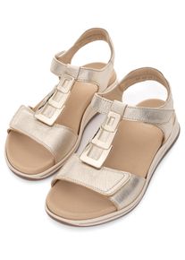 Sandalette Ara "OSAKA-S", Damen, Gr. 41, gold (platinfarben), Glattleder, metallic, Schuhe Sandalette, Sommerschuh, Sandale, Keilabsatz, in Komfortweite H (sehr weit)