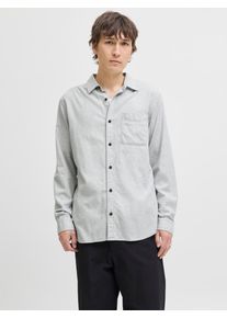 Jack & Jones Langarmhemd JACK & JONES "JJECLASSIC MELANGE SHIRT L/S NOOS", Herren, Gr. M, N-Gr, grau (light grau melange), Web, Obermaterial: 100% Baumwolle, meliert, comfort fit, Hemden Langarmhemd