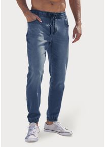 Jogger Pants John Devin "Jogg Pants", Herren, Gr. XL (56/58), N-Gr, blau (blau, denim), Jeans, Obermaterial: 65% Baumwolle, 33% Polyester, 2% Elasthan, unifarben, bequem lang, Hosen Jogger Pants, Joggpants mit elastischem Bund aus weicher Stretch-Qualit&auml;t, Topseller