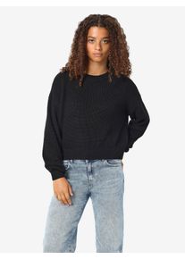 Rundhalspullover Noisy may "NMMAYSA L/S O-NECK KNIT NOOS", Damen, Gr. XL, schwarz, Strick, Obermaterial: 50% Baumwolle, 50% Polyacryl, unifarben, regular fit taillenbedeckt, Rundhals, Rippstrickb&uuml;ndchen, Pullover Rundhalspullover
