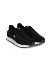 Sneaker Calvin Klein Jeans "RETRO RUNNER LACE UP NY-SU", Herren, Gr. 44, schwarz-wei&szlig; (schwarz, wei&szlig;), Leder, unifarben mit Farbeinsatz, Schuhe Sneaker, Freizeitschuh, Halbschuh, Schn&uuml;rschuh mit seitlichem CK-Logo