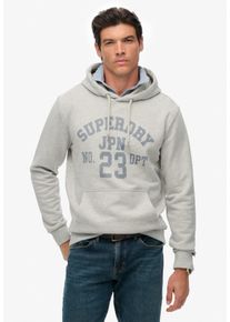 Kapuzensweatshirt Superdry "SD-ATHLETIC ESS HOODIE", Herren, Gr. XXL, grau (cadet grau mel), Sweatware, Obermaterial: 100% Seide, bedruckt, meliert, normal, Rundhals, Rippb&uuml;ndchen, Sweatshirts Kapuzensweatshirt