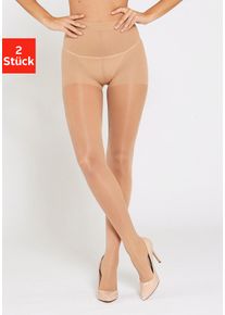 St&uuml;tzstrumpfhose Lascana, Damen, Gr. 4 (48/50), beige (puder), Obermaterial: 87% Polyamid, 13% Elasthan, unifarben, elastisch, Strumpfhosen St&uuml;tzstrumpfhose, mit Formeffekt, Topseller