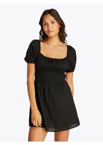 Babydollkleid Tommy Jeans "TJW COTTON VOILE MINI DRESS EXT", Damen, Gr. XS (34), N-Gr, schwarz, Web, Obermaterial: 100% Baumwolle, unifarben, ausgestellt mini, eckiger Ausschnitt, Puff&auml;rmel elastischer Bund, Kleider Babydollkleid, in Mini-L&auml;nge, mit Raffungen