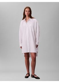 Hemdblusenkleid Calvin Klein Jeans "Cotton Oversized Mini Shirtdress", Damen, Gr. XS (36), N-Gr, wei&szlig; (brilliant wei&szlig;), Web, Obermaterial: 100% Baumwolle, unifarben, oversize ca. Mitte Oberschenkel, Rundhals, 1-Knopf-Manschette mit Schlitz, Kleider Hemdblusenkleid, im Oversize-Style