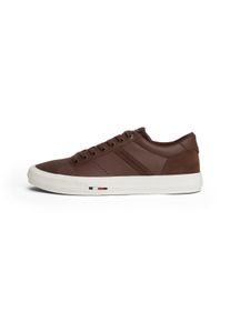 Sneaker Tommy Hilfiger "TH HI VULC LTH STREET", Herren, Gr. 46, braun (dunkelbraun), Nappaleder, Veloursleder, Schuhe Sneaker, Freizeitschuh, Halbschuh, Schn&uuml;rer mit weich gepolstertem Schaftrand