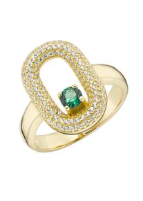 Silberring "Ring mit Zirkonia und Kristallstein, Silber 925" Gr. 56, gr&uuml;n, Giorgio Martello MILANO, Fingerringe, Damen, 56, Silber 925 (Sterlingsilber), Silberring