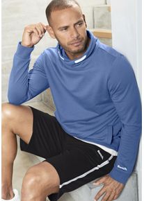 Sweatshirt BENCH. LOUNGEWEAR, Herren, Gr. L (52/54), blau, angeraute Sweatware, Obermaterial: 60% Baumwolle, 40% Polyester, unifarben, bequem normal, Rundhals, angesetztes B&uuml;ndchen, Sweatshirts Sweatshirt, mit gro&szlig;em Stehkragen aus einer Baumwollmischung