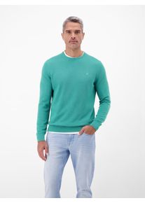 Strickpullover Lerros, Herren, Gr. XL, soft teal, Strick, Obermaterial: 100% Baumwolle, unifarben, normal h&uuml;ftbedeckend, Rundhals, B&uuml;ndchen, Pullover Strickpullover, mit Logo-Stickerei und aus reiner Baumwolle