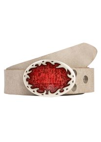 Lederg&uuml;rtel RETTUNGSRING G&Uuml;RTEL, Damen, Gr. 85, grau (hellgrau), Leder, unifarben, G&uuml;rtel Lederg&uuml;rtel, mit austauschbarer Schlie&szlig;e &raquo;Flamme Oval Rot&laquo;