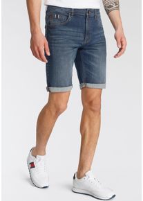 H.I.S. Jeansshorts H.I.S "DEYO", Herren, Gr. 40, N-Gr, blau (dunkelblau), Denim/Jeans, Obermaterial: 98% Baumwolle, 2% Elasthan, leichte Abriebeffekte, normal kniefrei, Jeans Jeansshorts, gerader Schnitt, Used-Waschung, niedrige Leibh&ouml;he