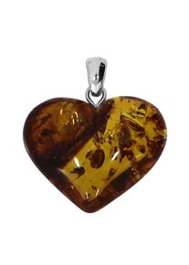 Kettenanh&auml;nger OSTSEE-SCHMUCK "OSTSEE-SCHMUCK Anh&auml;nger Herz - 21 mm Anh&auml;nger Herz - 21 mm", wei&szlig; (wei&szlig;, neutral), Schmuckanh&auml;nger, Damen, 32 x 28mm, Bernstein, 4,6 g, Kettenanh&auml;nger