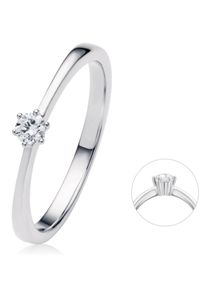 Diamantring ONE ELEMENT "0.1 ct Diamant Brillant Ring aus 585 Wei&szlig;gold" Gr. 60, silber, Fingerringe, Damen, 60,mit Brillant, Wei&szlig;gold 585, Diamantring