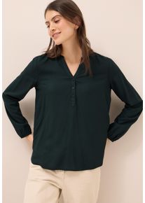 Langarmbluse Cecil, Damen, Gr. XS (36), ink gr&uuml;n, Web, Obermaterial: 100% Viskose, unifarben, l&auml;ssig geschnitten h&uuml;ftbedeckend, Rundhals, elastischer Bund, Blusen Langarmbluse, Tunika, Split Neck mit dekorativer Knopfleiste