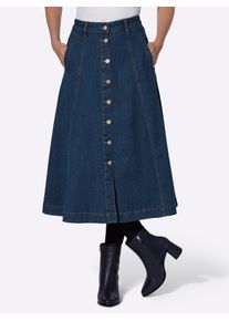 Jeansrock Inspirationen, Damen, Gr. 52, blau (blau, stone, washed), 99% Baumwolle, 1% Elasthan, unifarben, wadenlang, R&ouml;cke Jeansrock