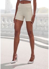 H.I.S. Shorts H.I.S, Damen, Gr. 44/46, N-Gr, beige (ecru), Obermaterial: 70% Baumwolle, 25% Polyester, 5% Elasthan, unifarben, Basic, Hosen Shorts, im Schlupfhosen Style