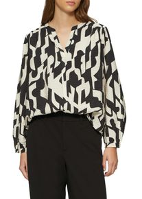 Langarmbluse s.Oliver, Damen, Gr. 34, schwarz (beige, schwarz aop), Obermaterial: 84% Viskose, 16% Polyamid, bedruckt, regular fit taillenbedeckt, Rundhals, elastischer Bund, Blusen Langarmbluse, mit All-Over-Print