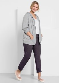 Chinohose sheego, Damen, Gr. 46, Normalgr&ouml;&szlig;en, grau (dunkelgrau), 97% Baumwolle, 3% Elasthan, unifarben, Hosen Chinohose