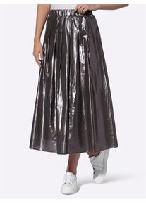 Faltenrock Heine, Damen, Gr. 34, silber (silberfarben), 55% Baumwolle, 45% metallisierte Fasern, unifarben, lang, R&ouml;cke Faltenrock