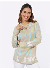 Langarmshirt Classic Basics "Langarm-Shirt", Damen, Gr. 56, gr&uuml;n (sand, mint, bedruckt), 100% Baumwolle, gemustert, mehrfarbig, Rundhals, Shirts Langarmshirt