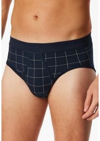Slip Schiesser "Fine Interlock", Herren, Gr. 4, 804, blau, Interlock, Obermaterial: 95% Baumwolle, 5% Elasthan, k&ouml;rpernah, Unterhosen Slip, mit Eingriff, kariert