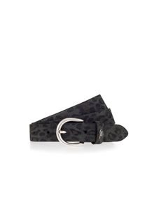 Lederg&uuml;rtel Mustang, Damen, Gr. 105, grau (schwarz anthrazit), Leder, G&uuml;rtel Lederg&uuml;rtel, Modischer Animal-Print, 2,5 cm