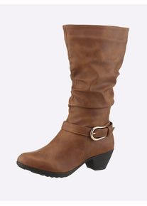 Stiefel Andrea Conti, Damen, Gr. 38, braun (cognac), Lederimitat, Schuhe Stiefel