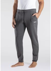 Sweathose BENCH. LOUNGEWEAR, Herren, Gr. 44/46 (S), N-Gr, grau (anthrazit, meliert), angeraute Sweatware, Obermaterial: 60% Baumwolle, 40% Polyester, unifarben, Basic, bequem lang, Hosen Sweathose, mit Logoprint, Topseller