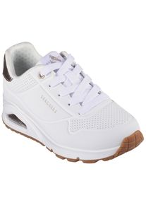 Sneaker Skechers "ESS - STREET GIRLS", M&auml;dchen, Gr. 30, wei&szlig;, Lederimitat, Schuhe Sneaker, Freizeitschuh mit gepolster.Schaftrand, Gr&ouml;&szlig;enschablone zum Download