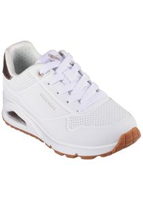 Sneaker Skechers "ESS - STREET GIRLS", M&auml;dchen, Gr. 31, wei&szlig;, Lederimitat, Schuhe Sneaker, Freizeitschuh mit gepolster.Schaftrand, Gr&ouml;&szlig;enschablone zum Download