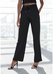 Homewearhose Lascana, Damen, Gr. 44/46, N-Gr, schwarz, Obermaterial: 70% Viskose, 25% Polyamid, 5% Elasthan, unifarben, Basic, Hosen Homewearhose, in weich flie&szlig;endem Material, Loungewear, Topseller