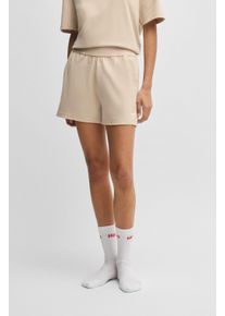 Shorts HUGO UNDERWEAR "SHUFFLE_SHORTS", Damen, Gr. XS, N-Gr, beige (light beige 270), Jersey, Obermaterial: 48% Baumwolle, 48% Modal, 4% Elasthan, k&ouml;rpernah ca. Mitte Oberschenkel, Hosen Shorts, mit Logoschriftzug