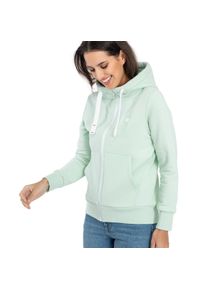 Kapuzensweatjacke DEPROC Active "FinjaCMYK II", Damen, Gr. 40 (M), gr&uuml;n, 50% Baumwolle, 50% Polyester, tailliert, gerader Abschluss, Sweatjacken Kapuzensweatjacke, weiche Fleecejacke mit K&auml;ngurutasche