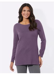 Longpullover Classic Basics "Longpullover", Damen, Gr. 38, lila (feige, meliert), 40% Viskose, 30% Polyamid, 25% Polyester, 5% Kaschmir, meliert, Pullover Longpullover