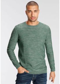 Rundhalspullover AJC, Herren, Gr. M (48/50), gr&uuml;n, Feinstrick, Obermaterial: 100% Baumwolle, meliert, unifarben, schmal, Rundhals, Rippstrickb&uuml;ndchen, Pullover Rundhalspullover, in melierter Optik