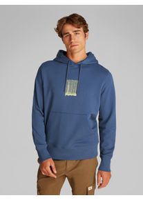 Hoodie Calvin Klein Jeans "BRUSH STROKE GRAPHIC HOODIE", Herren, Gr. M, blau (vintage indigo), Sweatware, Obermaterial: 100% Baumwolle, unifarben, bequem h&uuml;ftlang, Rippb&uuml;ndchen, Sweatshirts Hoodie, mit Logodruck