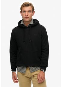 Kapuzensweatshirt Superdry "ESSENTIAL LOGO HOODIE HB", Herren, Gr. M, schwarz, angeraute Sweatware, Obermaterial: 72% Baumwolle, 28% Polyester, unifarben, loose fit, Rundhals, Rippb&uuml;ndchen, Sweatshirts Kapuzensweatshirt