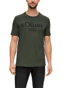 T-Shirt s.Oliver, Damen, Gr. S, gr&uuml;n (olive), Single Jersey, Obermaterial: 100% Baumwolle, bedruckt, regular fit h&uuml;ftlang, Rundhals, abgesteppte Kante, Shirts T-Shirt, mit Logo-Print