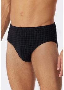 Minislip Schiesser "Cotton Casual", Herren, Gr. 8, schwarz (000, schwarz), Single Jersey, Obermaterial: 95% Baumwolle, 5% Elasthan, k&ouml;rpernah, Unterhosen Minislip, ohne Eingriff, kariert